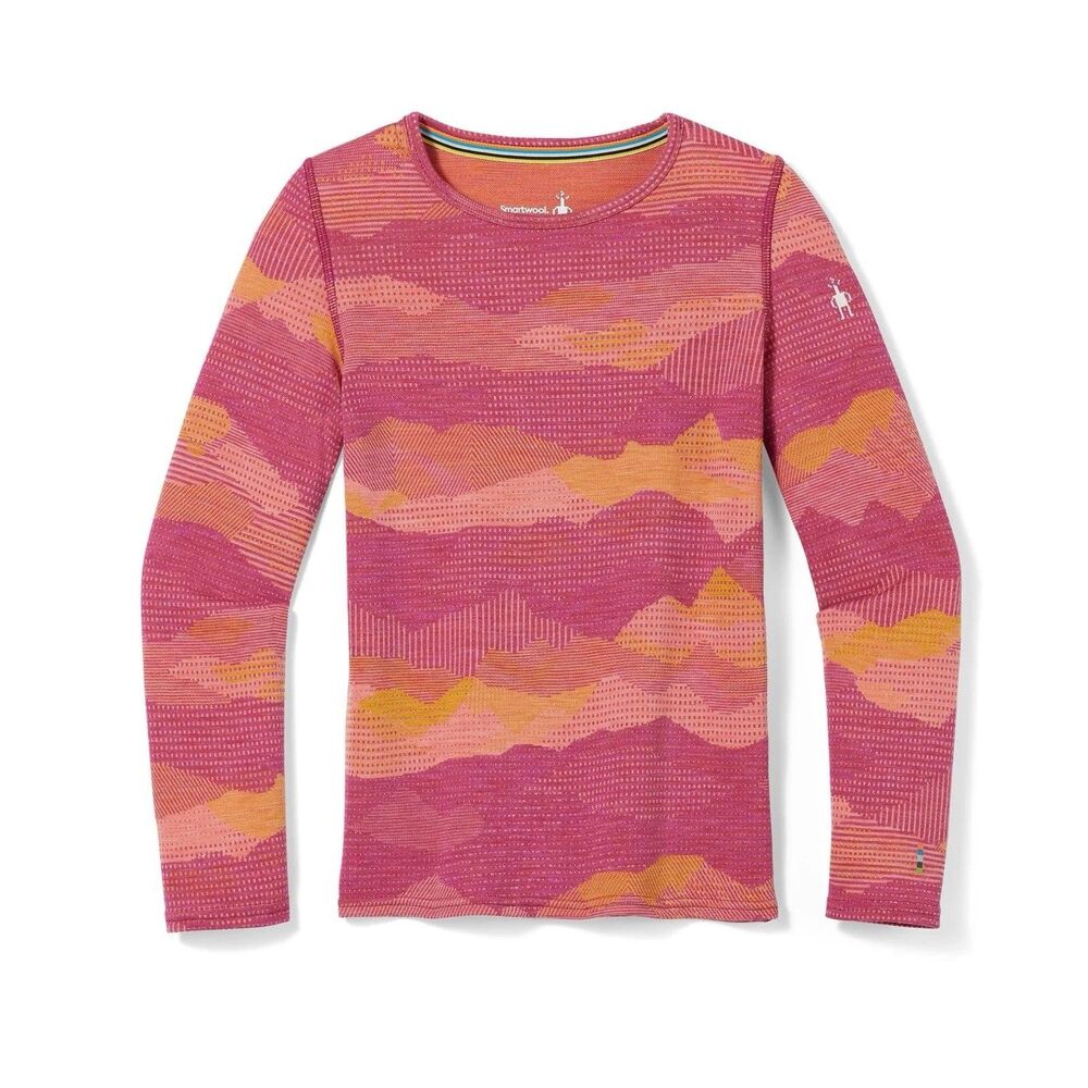 SmartWool Kid's Classic Thermal Merino 250 Wool Base Layer Crew Sunset Coral XL